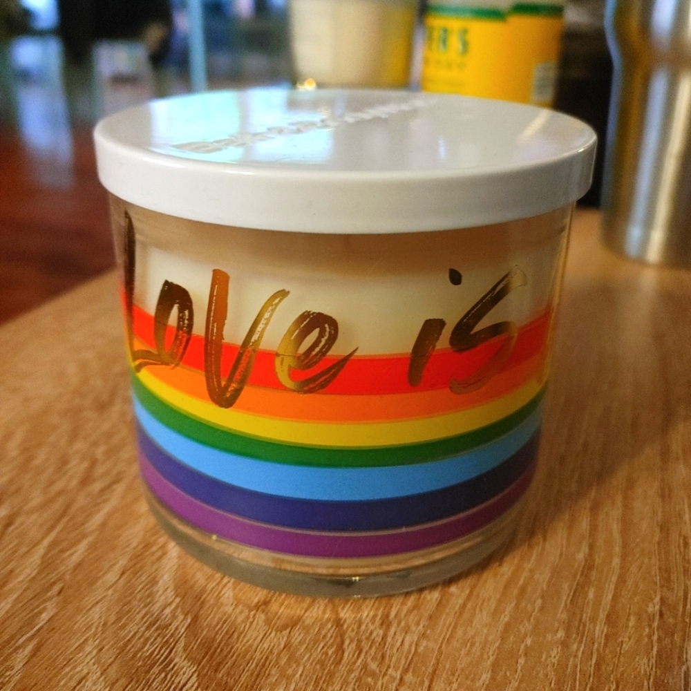 'Love is' pride candle